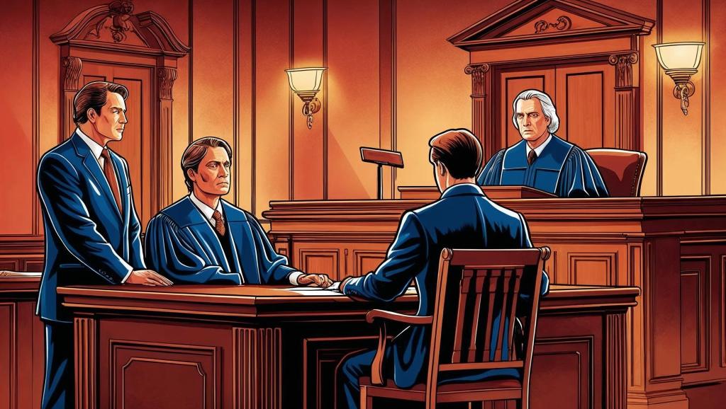 Bursa ağır ceza avukatı hizmeti sağlayan hukuk bürosu için, hakim malkası, terazi ve açık kitap sembolleriyle modern ve profesyonel bir hukuk görseli.